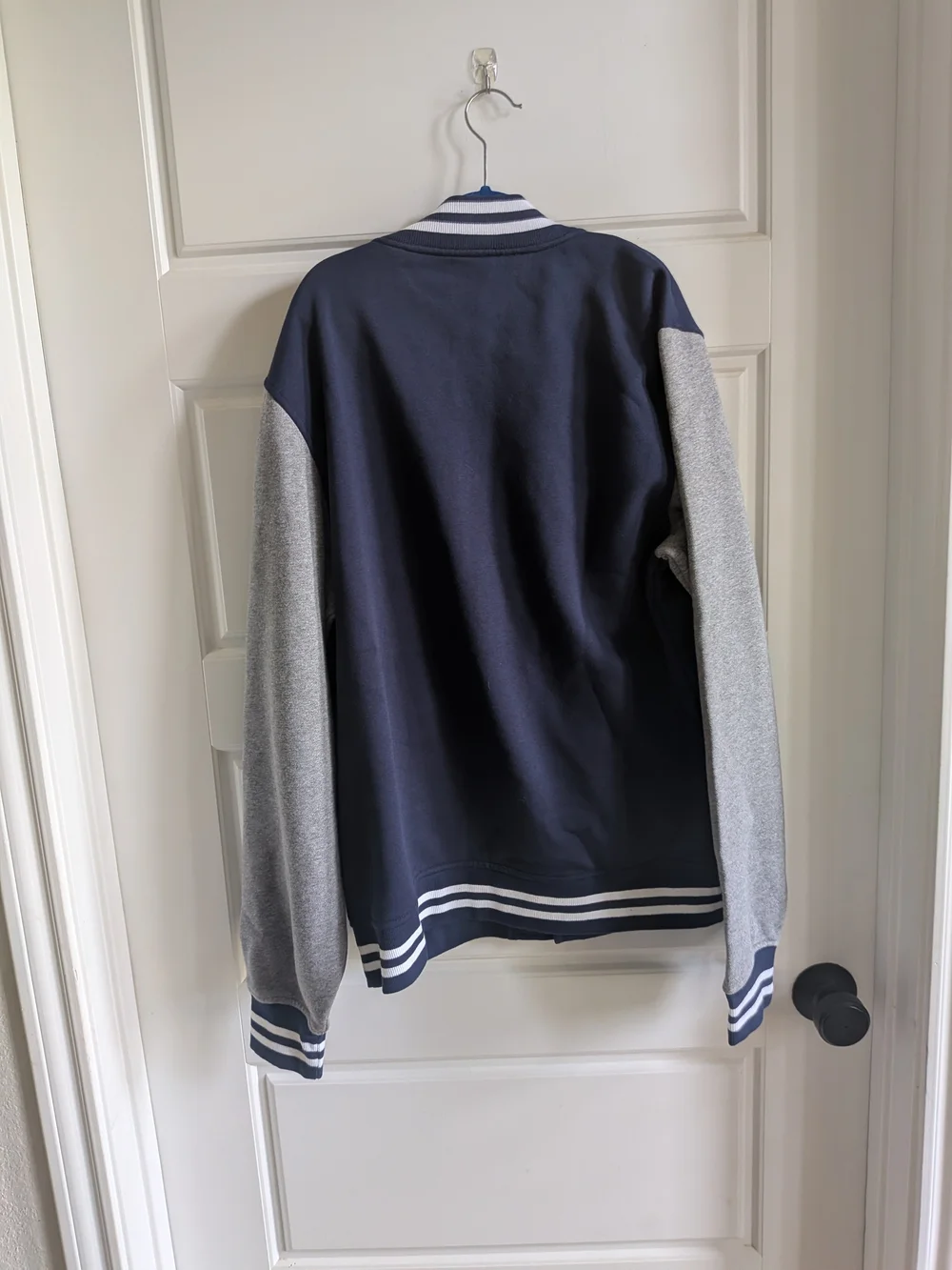 Sport-Tek Navy and Gray Letterman Jacket with GW Patch